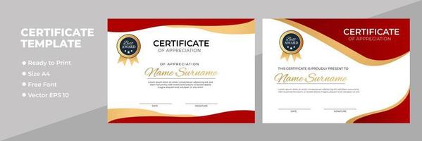 Certificate of appreciation award template vector