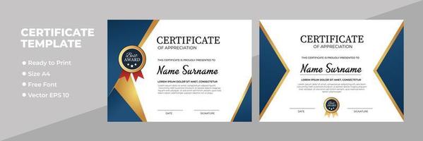 Certificate of appreciation award template vector