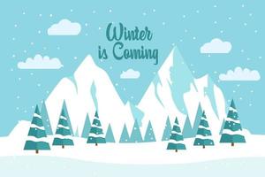 Winter is coming. landscape for winter and new year holidays. Holiday winter landscape. Christmas vector background