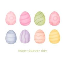 conjunto de lindos huevos de pascua en estilo acuarela vector