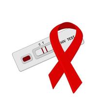 An HIV testing kit with a laboratory test tube for blood analysis. Vector illustration.