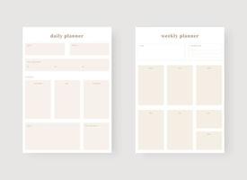 Daily and weekly planner template. Set of planner and to do list. Modern planner template set. Vector illustration.