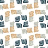 Brushstrokes and thin stripes seamless pattern. Cross Hatching endless background. Grunge backdrop. vector