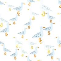 Seagulls standing seamless pattern. Background of sea birds. vector