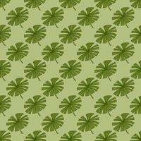 Fan palm leaves seamless pattern on. Vintage foliage of palmetto in engraving style. vector