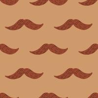 Mustache seamless pattern on. Vintage barber shop in doodle style. vector