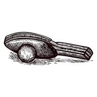 boceto de raqueta de ping pong aislado. elementos deportivos antiguos para tenis de mesa estilo dibujado a mano. vector