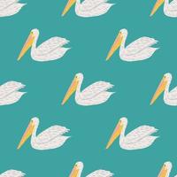 Pelican sitting seamless pattern. Background of sea birds. vector