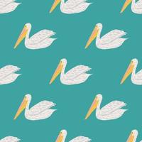 Pelican sitting seamless pattern. Background of sea birds. vector