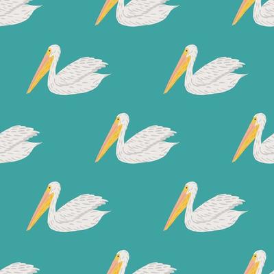 Pelican sitting seamless pattern. Background of sea birds.