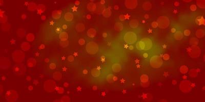 Light Orange vector background with circles, stars.