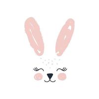 Greeting card, poster, with cute, sweet hand drawn watercolor bunny vector