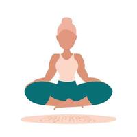 ilustración vectorial de meditación, salud mental, paz, calma, cuerpo y mente, respiración profunda, felicidad vector