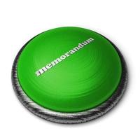 memorandum word on green button isolated on white photo