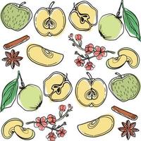 patrón decorativo de manzana sin costuras vector