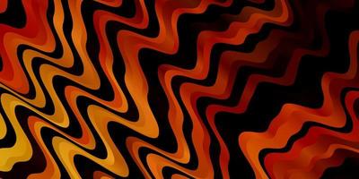 Dark Orange vector background with curved lines.