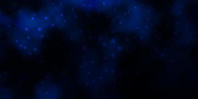 Dark BLUE vector background with small and big stars.