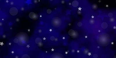 textura de vector púrpura oscuro con círculos, estrellas.