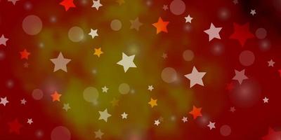 Dark Red, Yellow vector template with circles, stars.