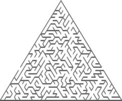 Vector template with a gray triangular 3D maze, puzzle.