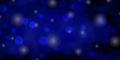 Dark BLUE vector template with circles, stars.