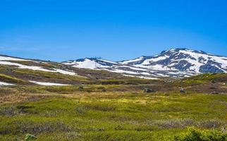 Vista panorámica de hydalen desde la parte superior de la cascada hydnefossen noruega hemsedal. foto