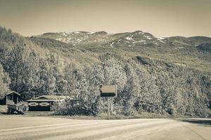 Blank empty road signs for hiking trails Hemsedal Norway. photo