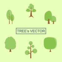 set of tree with flat style vector illustration