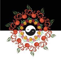 Yin Yang symbol with positivity and well being