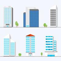 conjunto de edificio de ciudad plana para ilustración de vector de diseño de infografía