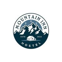 Mountain View With House Icon, Logo For Hotel Hostel Cabin Rental Design Inspiration vector