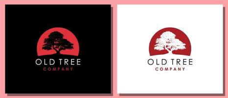 Big Old Maple Tree Label Logo Inspirational Design vector