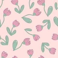 Hand drawn seamless pattern with grunge textured tulip flowers . vector