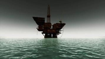 old abandoned sea rusty drilling platform video