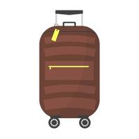 Trolley travel suitcase, luggage for travel, tourism or business with label. vector