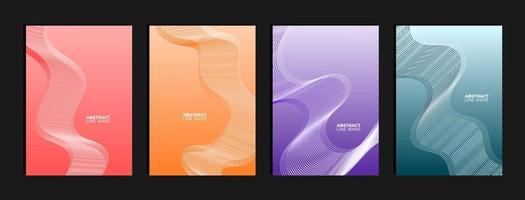 Set of abstract line wave background with gradient color vector