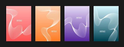 Set of abstract line wave background with gradient color vector