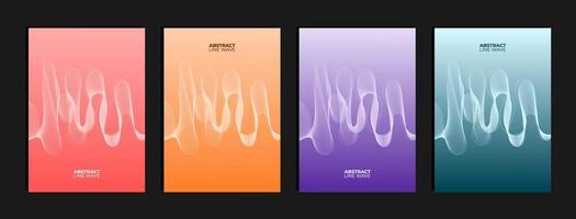 Set of abstract line wave background with gradient color vector