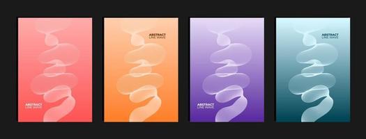 Set of abstract line wave background with gradient color vector