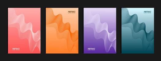 Set of abstract line wave background with gradient color vector