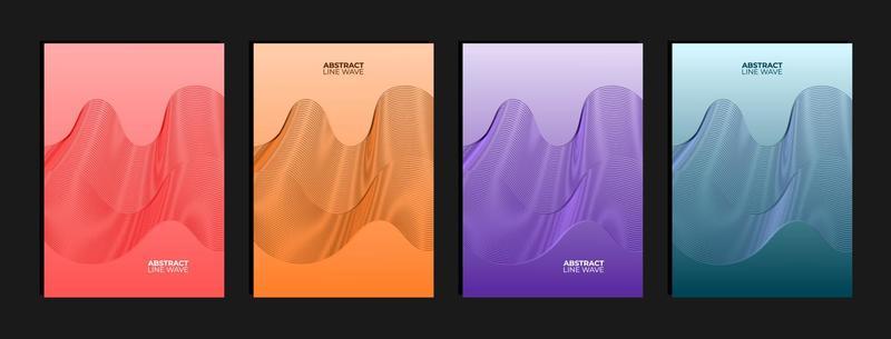 Set of abstract line wave background with gradient color