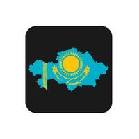 Kazajstán mapa silueta con bandera sobre fondo negro vector