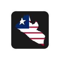 Liberia map silhouette with flag on black background vector