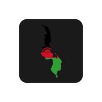 Malawi map silhouette with flag on black background vector