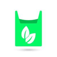 Recyling Plastic Bag With Leaves. Eco sign. vector