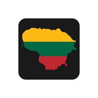 Lithuania map silhouette with flag on black background vector