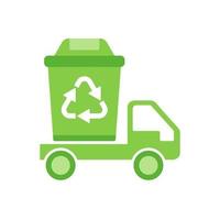 Urban garbage truck. Trash sorting. Vector Illustration.