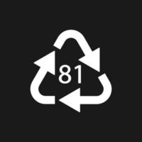 cartón de papel. códigos de reciclaje 81 pappet. signo de materiales compuestos. ilustración vectorial vector