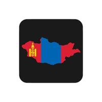 Mongolia mapa silueta con bandera sobre fondo negro vector