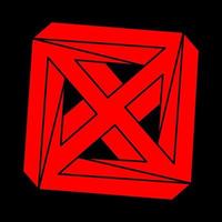 Impossible shapes. Optical illusion. Abstract eternal geometric objects. Impossible endless outline. Impossible geometry symbol on a black background. Optical art figures. Modern logo. vector